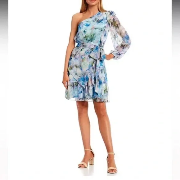 sachin and babi light blue dress Crystal Embellished Floral Bubble Detail Dress Hot Pink